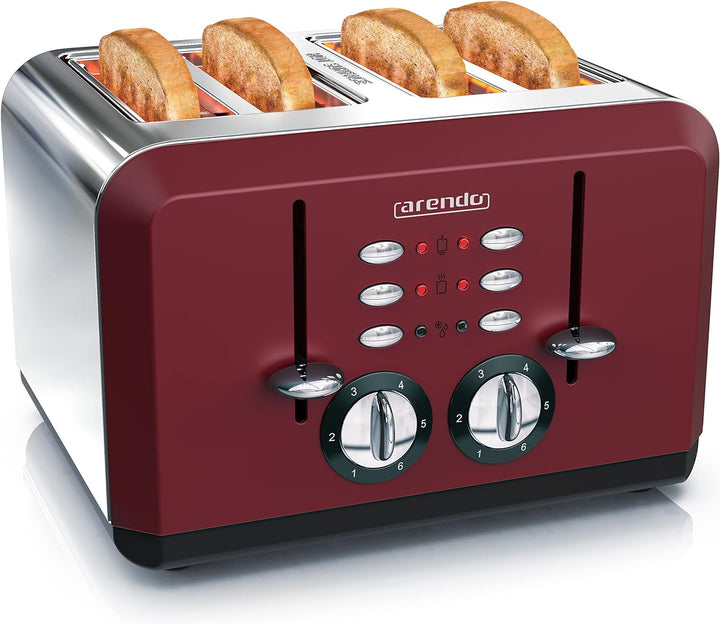 Arendo - Automatik Toaster 4 Scheiben - Edelstahlgehäuse - bis zu vier Sandwich und Toast-Scheiben -