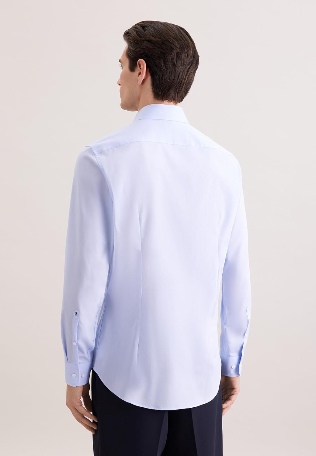 Seidensticker Herren Slim Fit Bügelfrei Business Kent Langarm Businesshemd 36 Blau (Chambray Hellbla