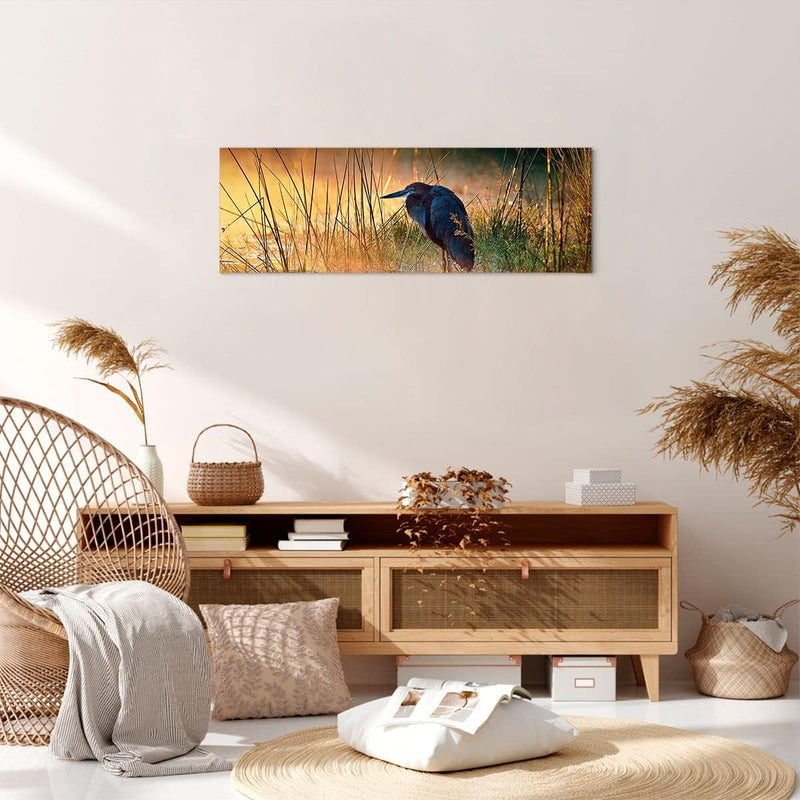 Panorama Bilder auf Leinwand Vogel Natur Wasser Leinwandbild 90x30cm Wandbilder Dekoration Wohnzimme