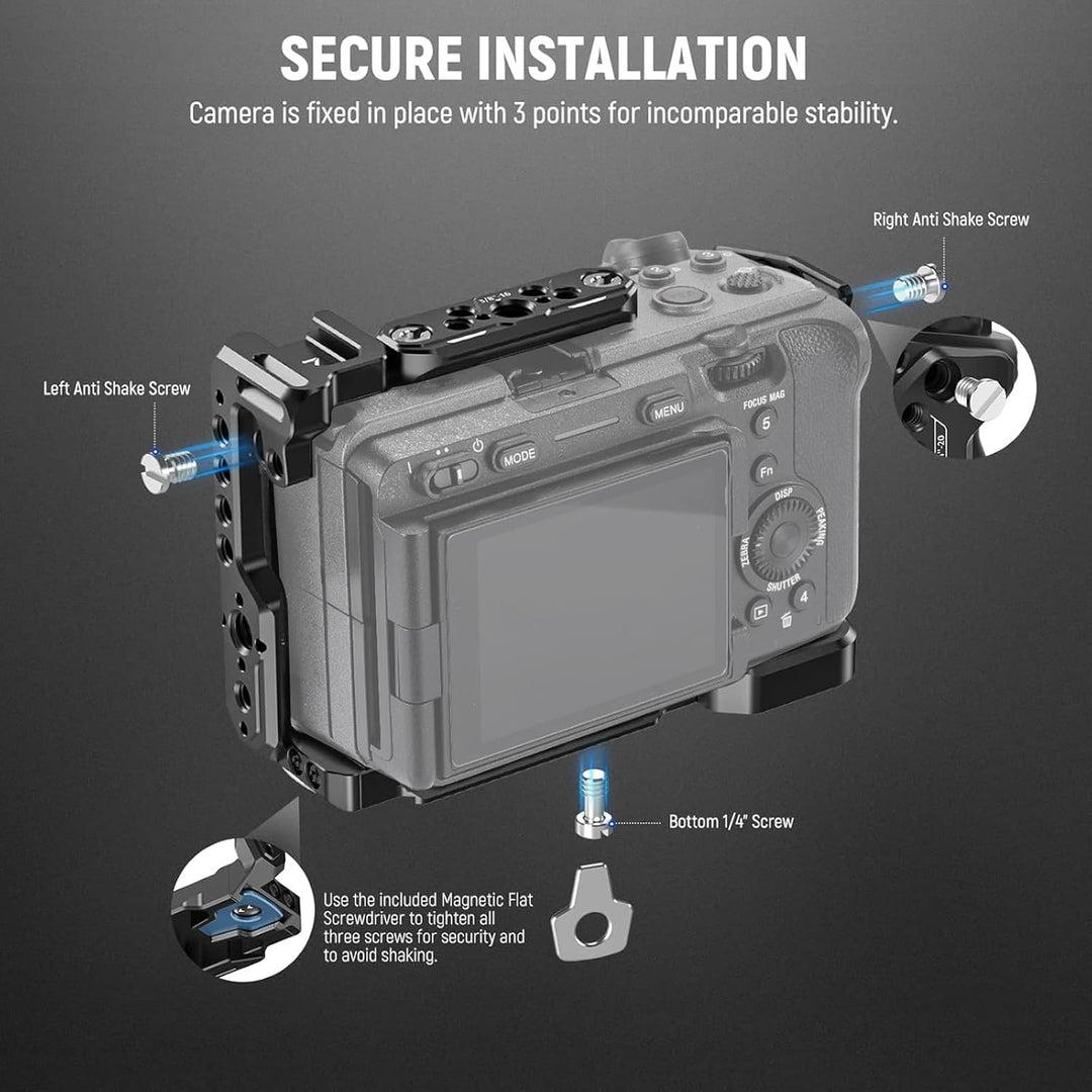 NEEWER FX3/FX30 Cage Kamera Käfig mit HDMI Cable Clamp,NATO Schiene,3/8"ARRI Positionierungslöcher,