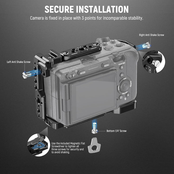 NEEWER FX3/FX30 Cage Kamera Käfig mit HDMI Cable Clamp,NATO Schiene,3/8"ARRI Positionierungslöcher,