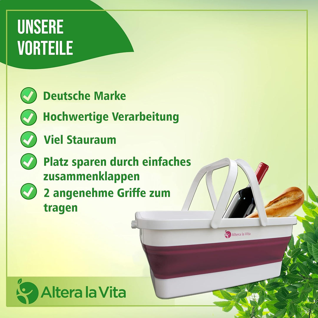 Camping-Einkaufskorb Picknick Korb Spülbecken faltbar, klappbar 15 Liter wasserdicht platzsparend fü