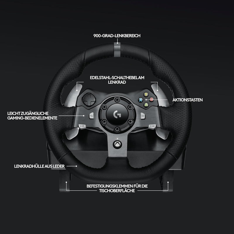 Logitech G G920 Driving Force Gaming Rennlenkrad, Zweimotoriges Force Feedback, 900° Lenkbereich, Ra