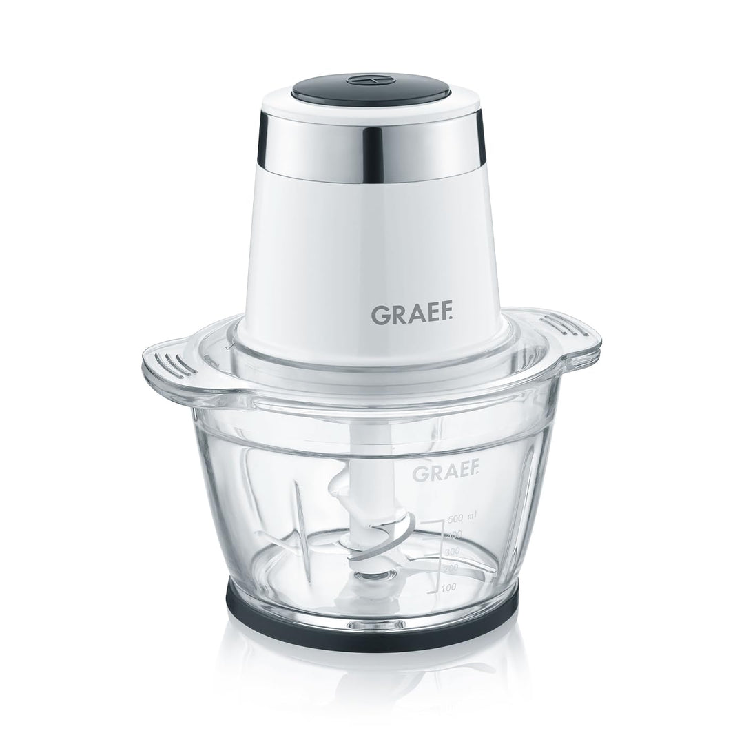 GRAEF Multi-Zerkleinerer CH501 Weiss Ideal zum Hacken, Schneiden und Mixen von Obst, Gemüse – Multi-