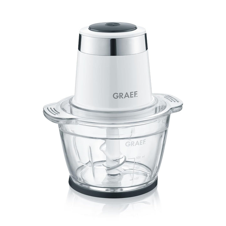 GRAEF Multi-Zerkleinerer CH501 Weiss Ideal zum Hacken, Schneiden und Mixen von Obst, Gemüse – Multi-