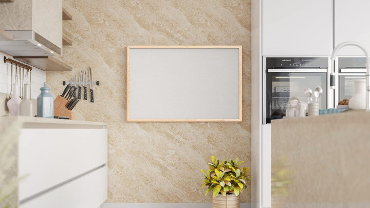 ALLboards Weiss Pinnwand mit Holz Rahmen 90x60cm Korktafel Korkwand Pinnwand Kork Farbiger Kork 90x6