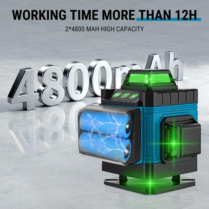 VOBOR Kreuzlinienlaser mit Stativ, 16 Line Laser Wasserwaage Selbstnivellierend IP54, 360° Rotations