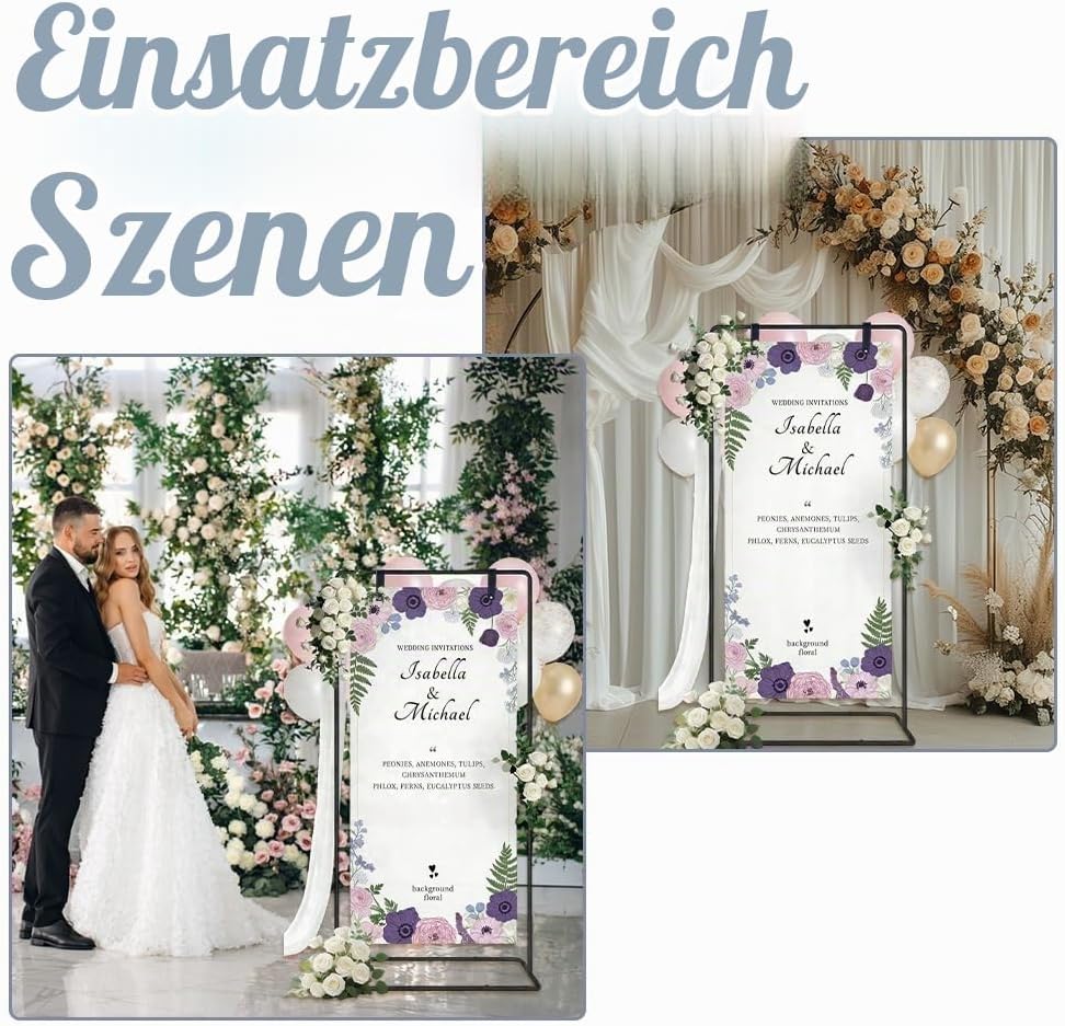 DICOSMETIC Hochzeit Willkommensschild Ständer Verstellbar Hochzeit Schild Halter Schwarzer Staffelei