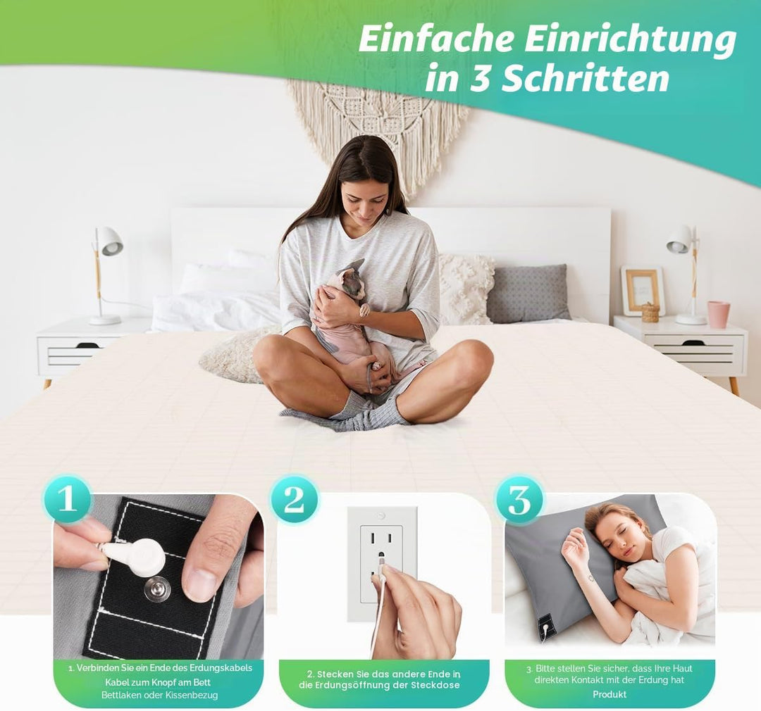 Erdungsbettlaken Erdungsmatte mit EU Erdungskabel für Besseren