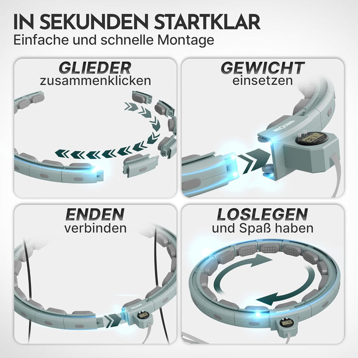NEOLYMP Smart Hula Hoop Reifen Erwachsene – Hula Hoop leise mit integriertem Tracking für Zeit, Umdr