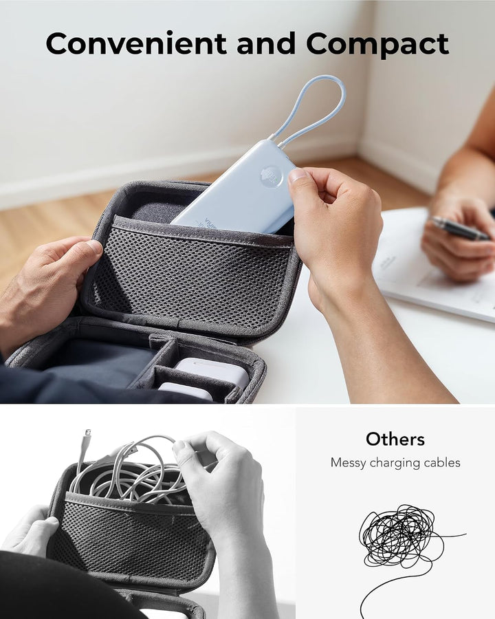 VIYISI Powerbank 10000mAh, Ultrakompaktes Akkupack mit integriertem USB-C Kabel &amp; LED-Anzeige, Exter