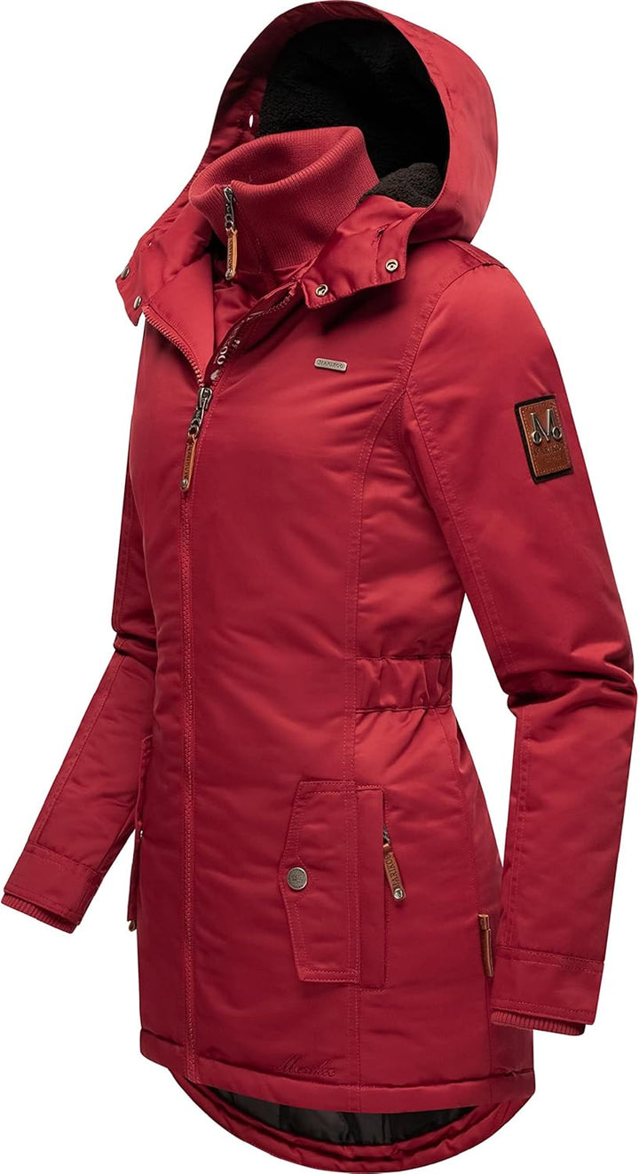 MARIKOO Damen Warmer Winterparka mit Kapuze Sanakoo XS-XXL S Blood Red, S Blood Red