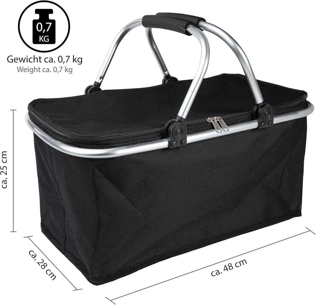ONVAYA® Einkaufskorb faltbar mit Kühlfunktion | schwarz/gelb/blau | Faltkorb mit Deckel | Isolierkor