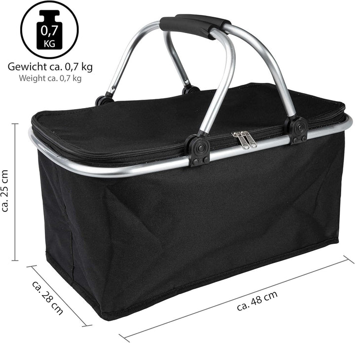 ONVAYA® Einkaufskorb faltbar mit Kühlfunktion | schwarz/gelb/blau | Faltkorb mit Deckel | Isolierkor
