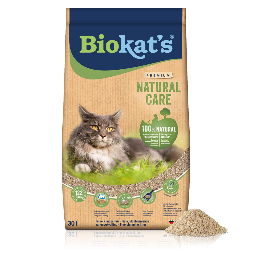 Biokat's Natural Care - Feine klumpende Katzenstreu aus nachwachsenden und kompostierfähigen Pflanze