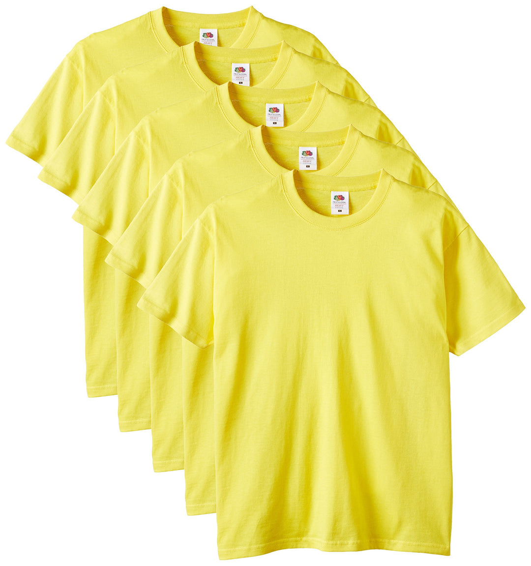 Fruit of the Loom Herren T-Shirt 5er-Pack Heavy Cotton M L XL XXL 3XL Diverse Farbsets S Gelb (Yello