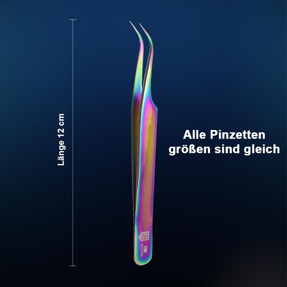 SMI 8 Stück Wimpern Pinzette Wimpernpinzette Wimpernverlängerung Pinzette Spitz Wimpernzange Gebogen