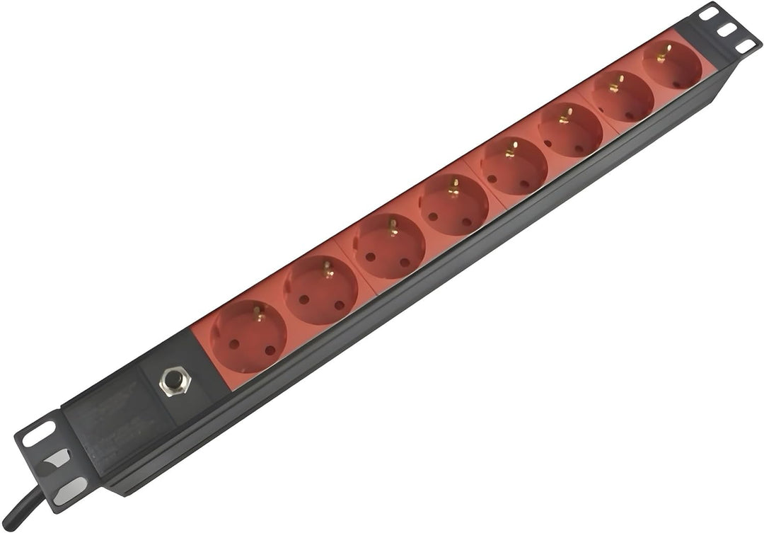 DINIC 19 Zoll Steckdosenleiste mit C14 Stecker, Aluminium, GS (8-Fach für USV-Anlagen), 8-fach für U