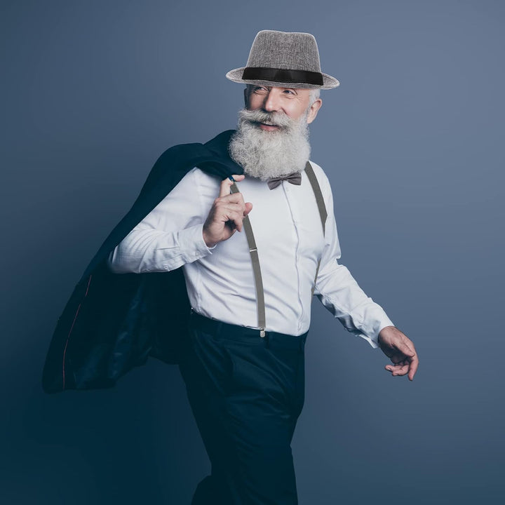Blulu 1920er Herren Zubehör Gatsby Gangster Kleidung Kostüm Cosplay Outfit mit Weste Fedora Hut Tasc