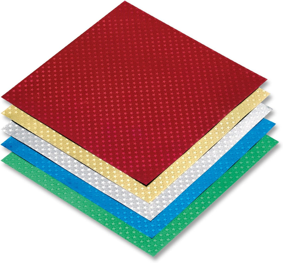 folia 9961 - Faltblätter aus Alufolie mit Sternchenprägung 20 x 20 cm, 100 g/qm, 50 Blatt, farbig so