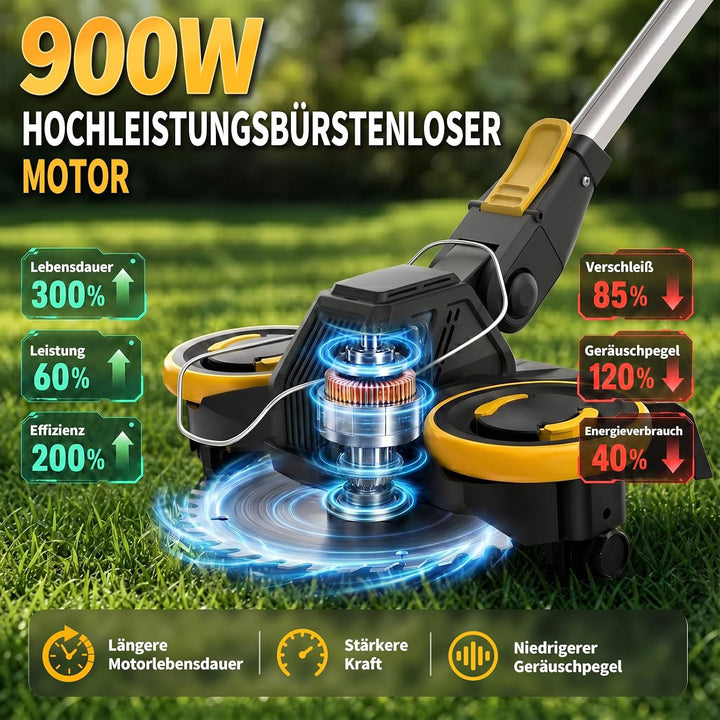 Rasentrimmer mit Akku, 21V Akku Rasentrimmer für Makita Akku, Rasentrimmer mit Unkrautbürste, 2 * 4.