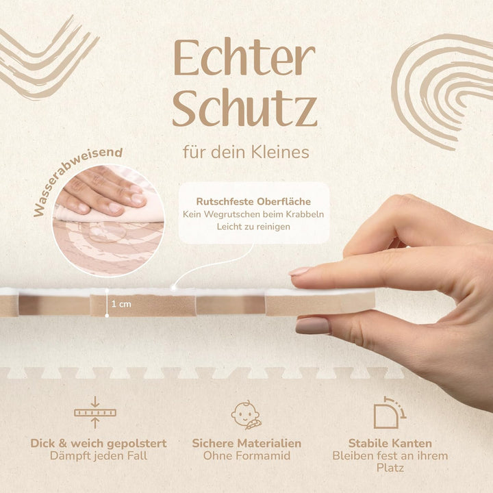 Puzzlematte Baby – Premium Krabbelmatte Baby aus EVA Schaum, Kinderteppich im zeitlosen Design, ruts