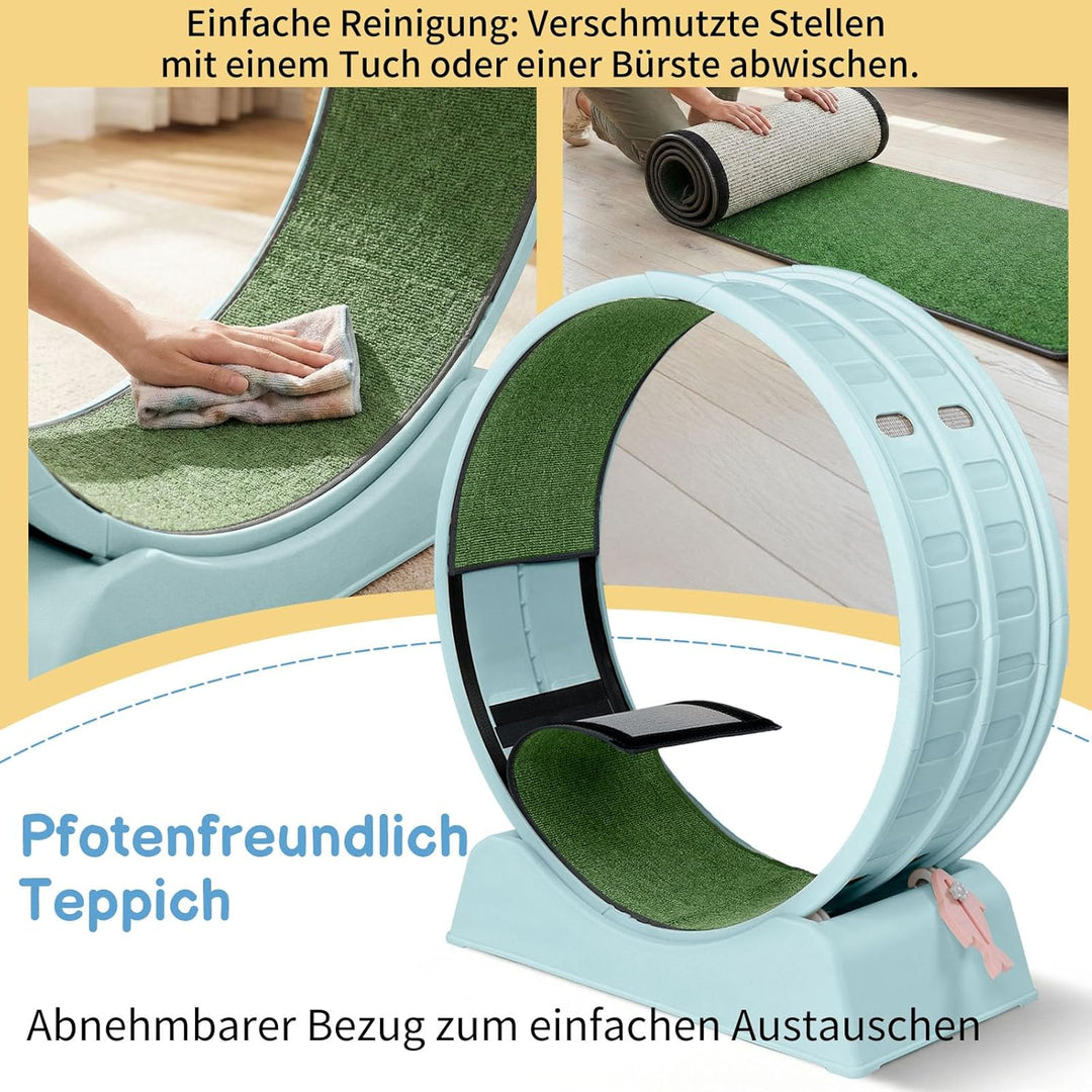 LEADZM Katzenlaufrad 80cm Durchmesser - Laufrad Katze aus Kunststoff, Inklusive Teppich und Katzensp