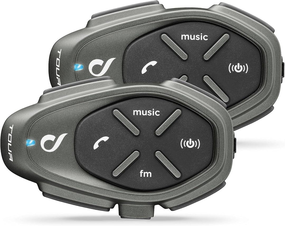 Interphone Tour - Doppelpack - Bluetooth-Kommunikationssystem für Motorräder - Bis zu 4 Reiters, 1,5