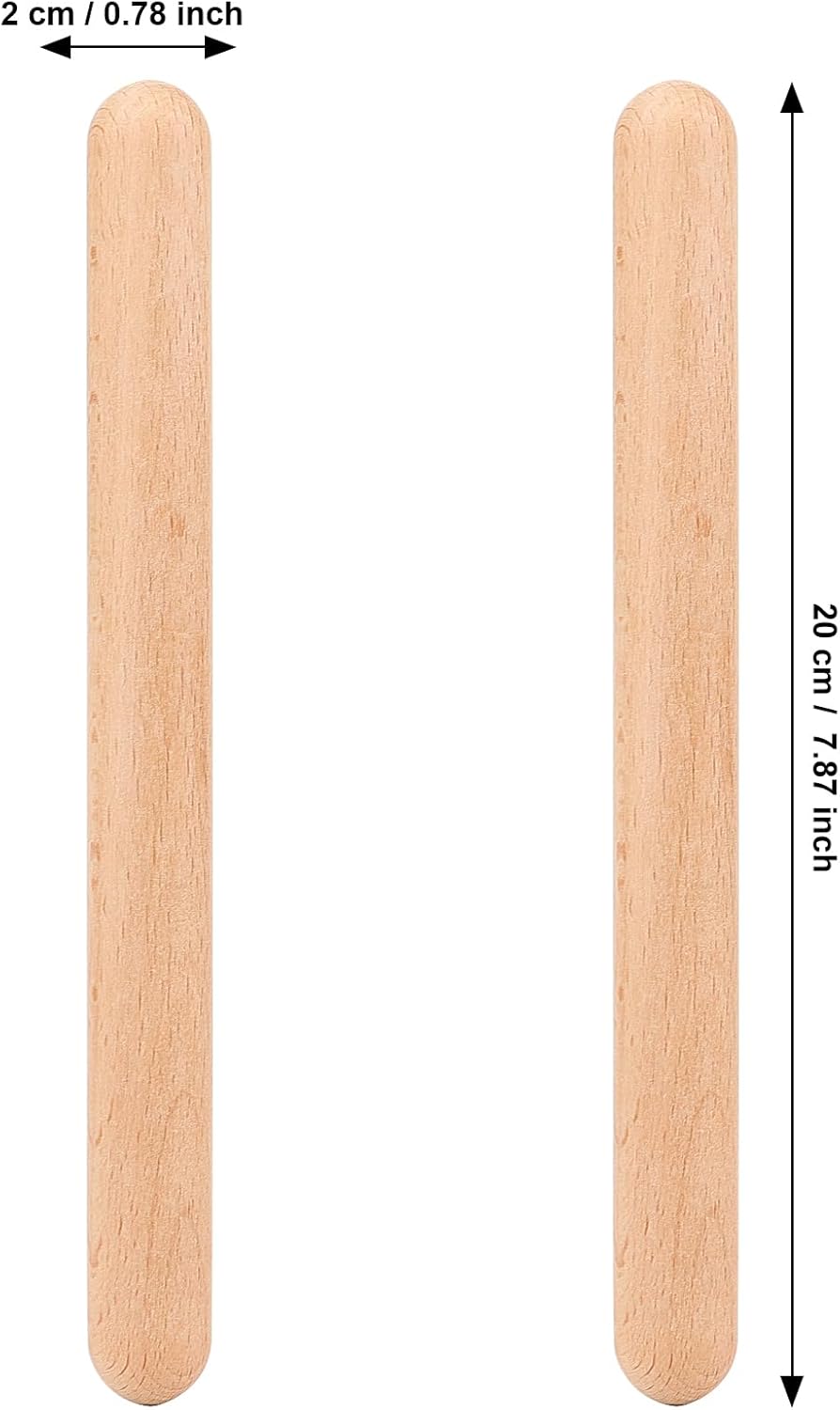 SEUICYNE 32 Stück 20cm Rhythmusstöcke Klangholz Instrument Klangstäbe aus Holz Klanghölzer für Musik