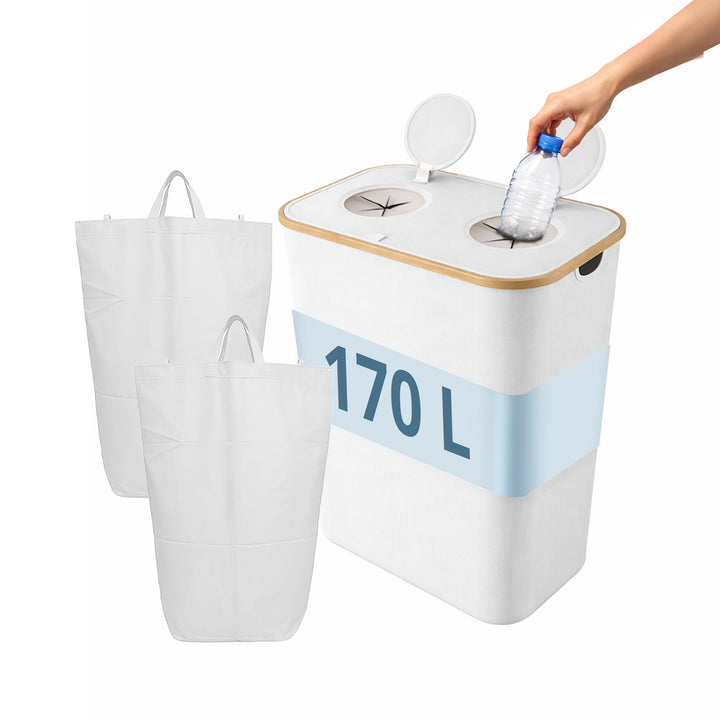 Relaxdays Pfandflaschen Sammelbehälter, 170 L, bis 100 Flaschen, 2 Innenbeutel, Flaschensammler für