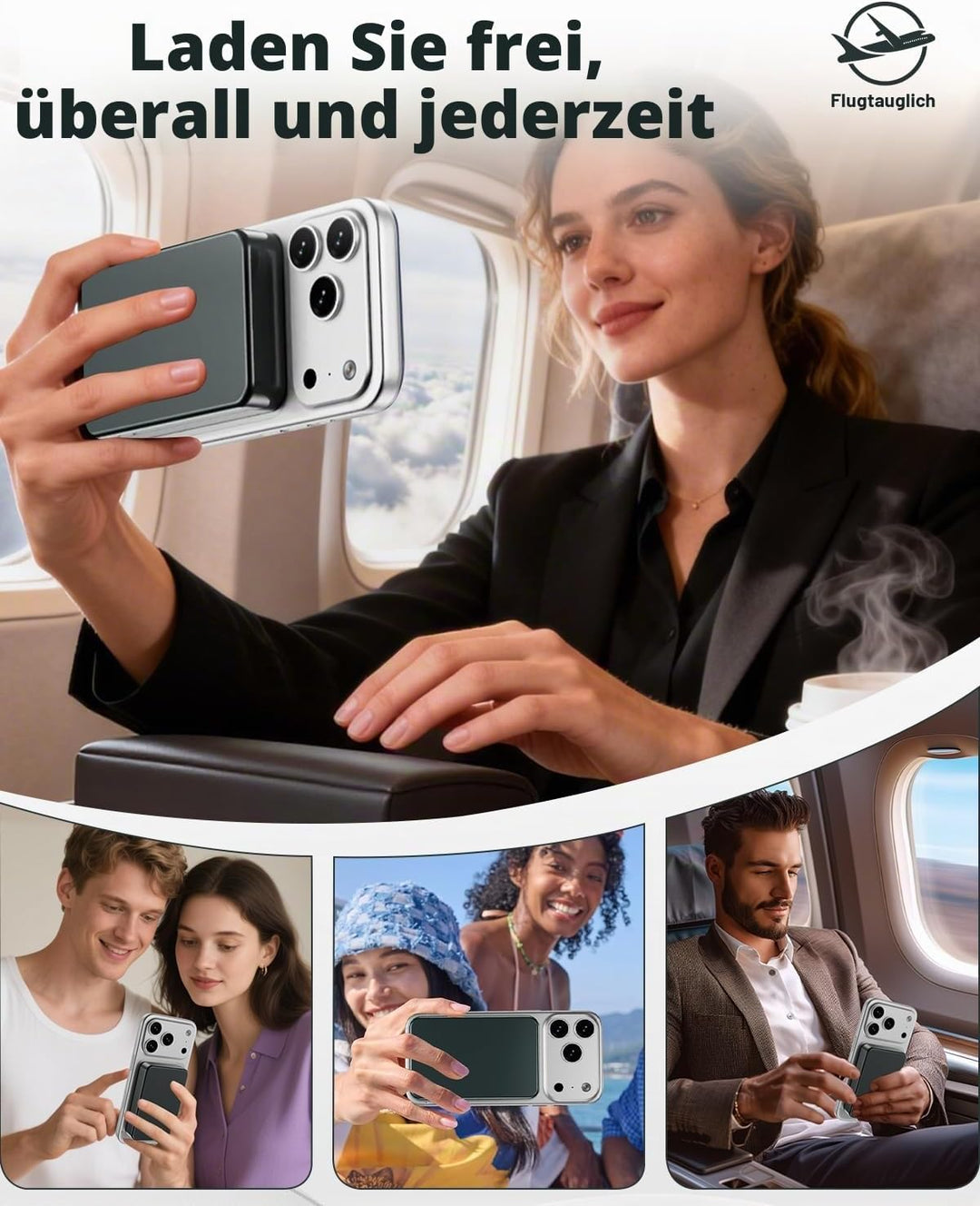 26800mAh Magnetische Powerbank, Mag-Safe-kompatibles kabelloses tragbares Ladegerät aus Aluminiumleg