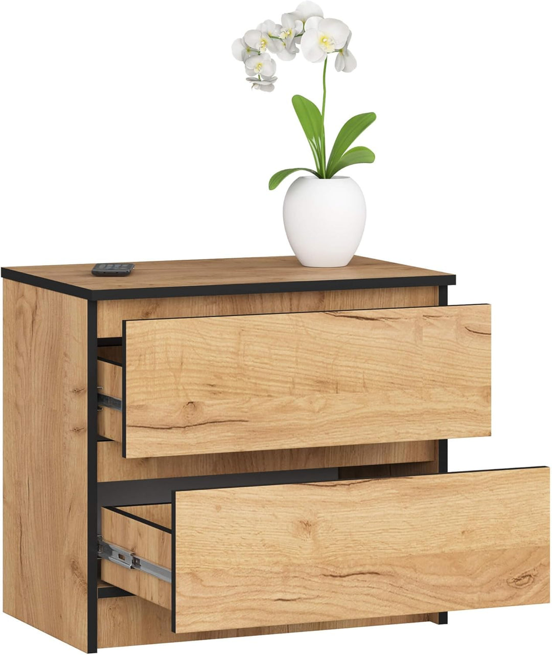 AKORD Kommode K60 mit 2 Schubladen | für das Wohnzimmer Schlafzimmer Schrank Büro Arbeitszimmer | Mo