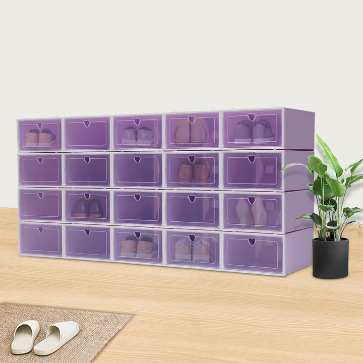 20 *Schuhboxen stapelbar transparent,Schuhboxen Stapelbar Schuhaufbewahrung,Kunststoff-Schuhkarton m