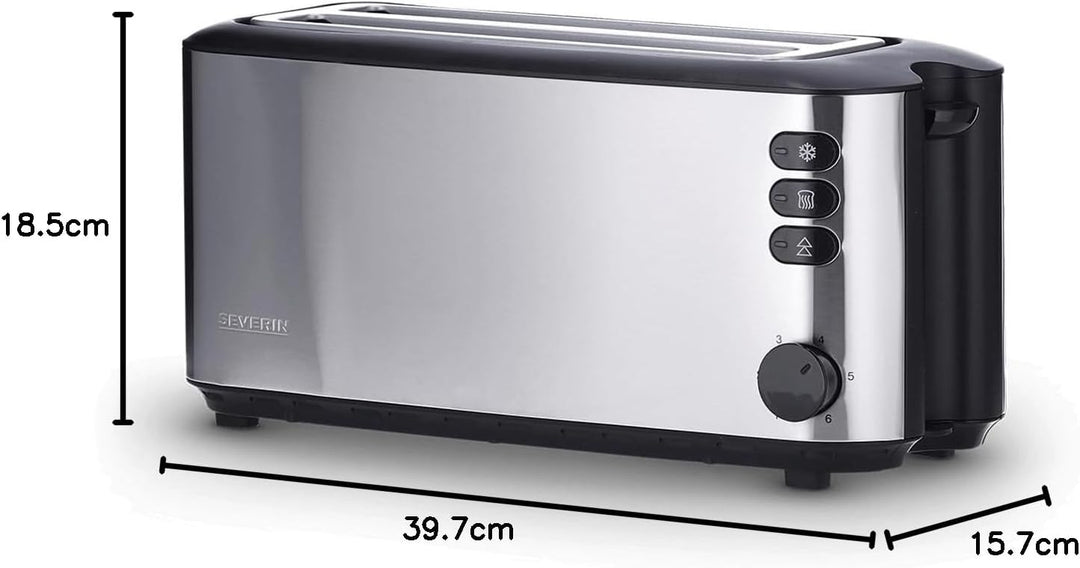 SEVERIN Automatik-Langschlitztoaster, Toaster mit Brötchenaufsatz, hochwertiger Edelstahl Toaster mi
