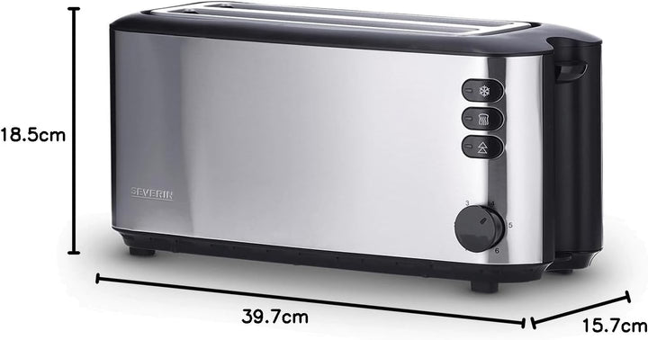 SEVERIN Automatik-Langschlitztoaster, Toaster mit Brötchenaufsatz, hochwertiger Edelstahl Toaster mi