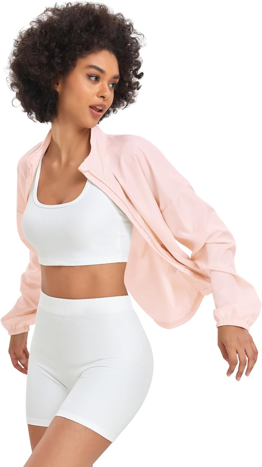 VUTRU Frauen UPF Sonnenschutzjacke Leichtes Workout Laufstreckenjacke Loose Fit Yoga Sportbekleidung