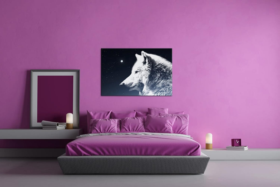 deyoli einsamer stolzer Wolf Format: 100x70 als Leinwandbild, Motiv fertig gerahmt auf Echtholzrahme