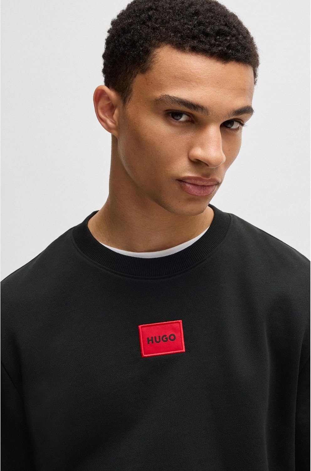 HUGO Herren Diragol212 Regular-Fit Sweatshirt aus Baumwoll-Terry mit Logo-Etikett XS Black1, XS Blac