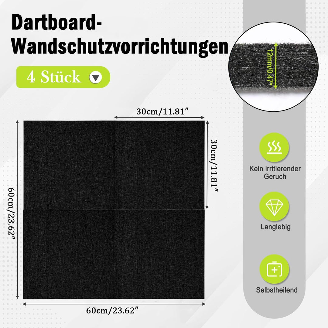 Exquilnova Dartboard-Wandschutz, Filz Dart Wandschutz Selbstklebend, Dartscheiben Umrandung, Wandumr