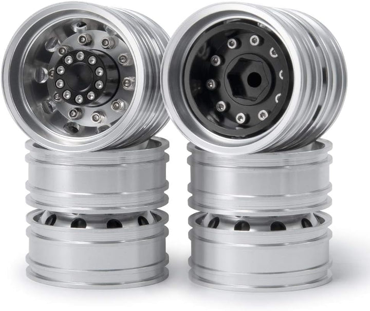 AXspeed 4 Stück Metall Rückseite Radnaben Felgen mit Reifen Set für 1/14 RC Tamiya Tractor Climbing