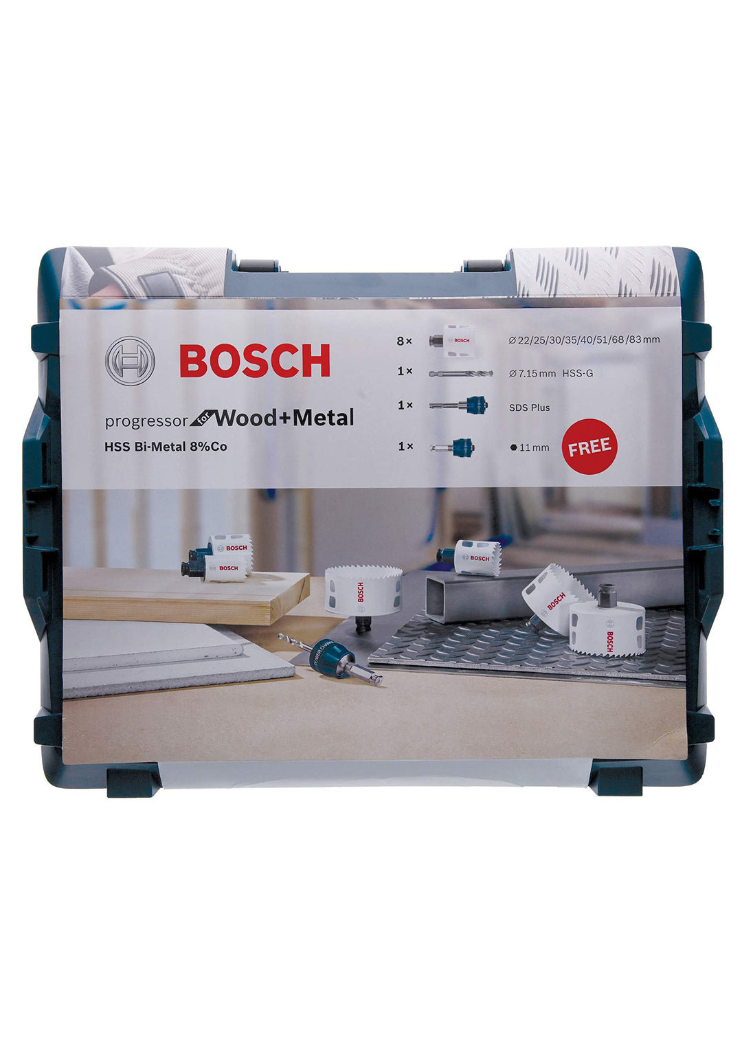 Bosch Professional 11 tlg. Lochsäge Progressor for Wood & Metal Set (für Holz und Metall, Ø 22-83 mm