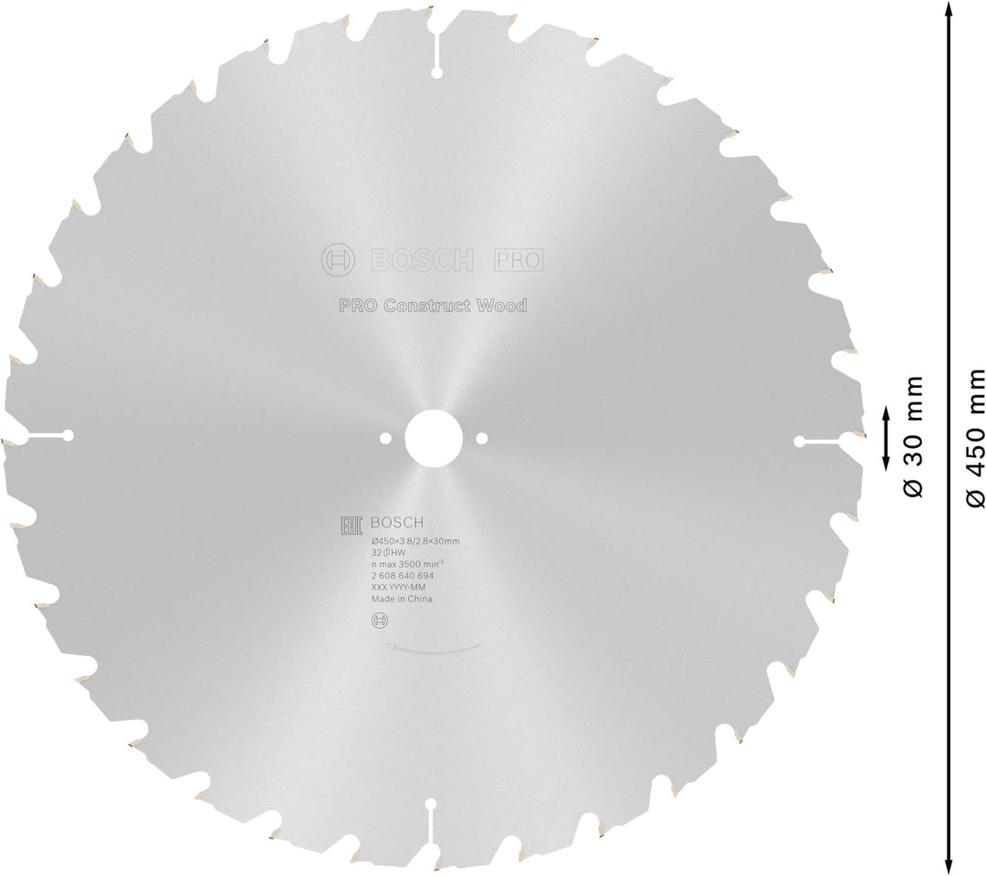 Bosch Accessories Bosch Professional 1x Kreissägeblatt Construct Wood (für Holz, Sägeblatt Ø 450 x 3