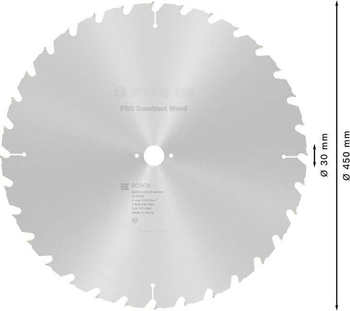 Bosch Accessories Bosch Professional 1x Kreissägeblatt Construct Wood (für Holz, Sägeblatt Ø 450 x 3