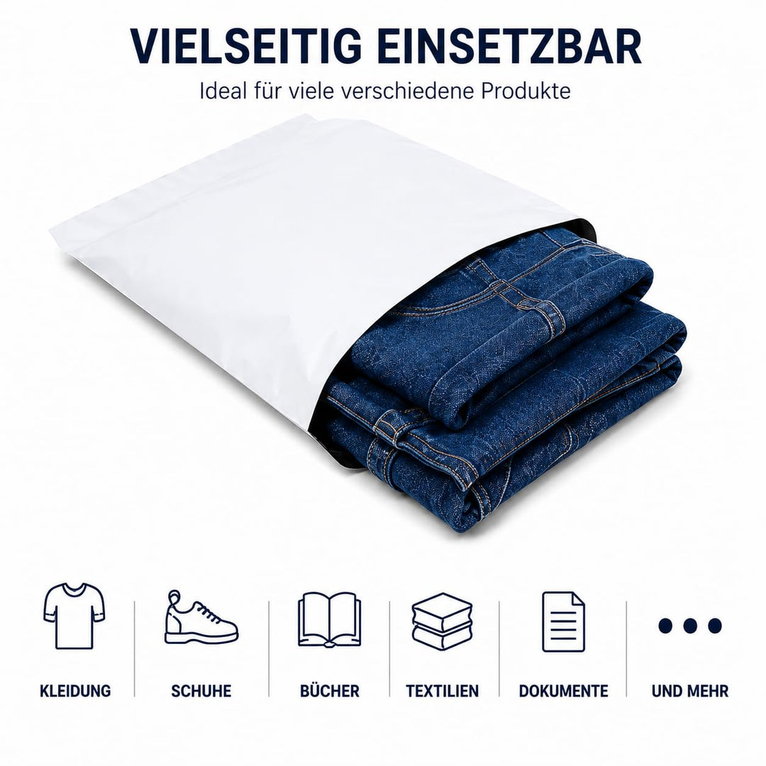 100 Weisse Plastik Versandtüten Versandbeutel Versandtaschen Folienversandtaschen LDPE Coex Folien 2