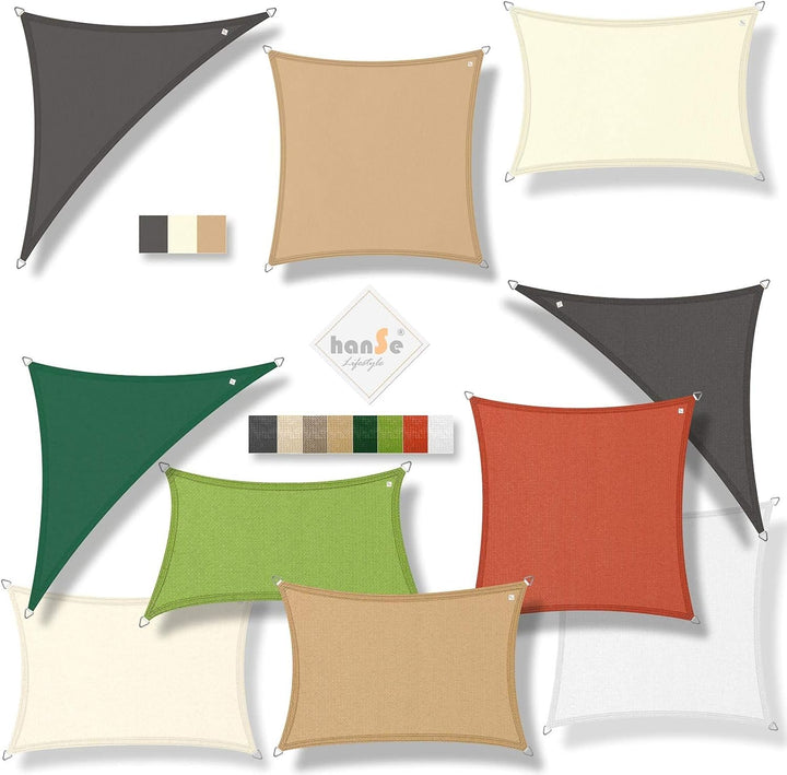 hanSe Sonnensegel rechteckig, Segeltuch Rechteck, 2,5x4m in Graphit, aus HDPE Gewebe, wetterbeständi