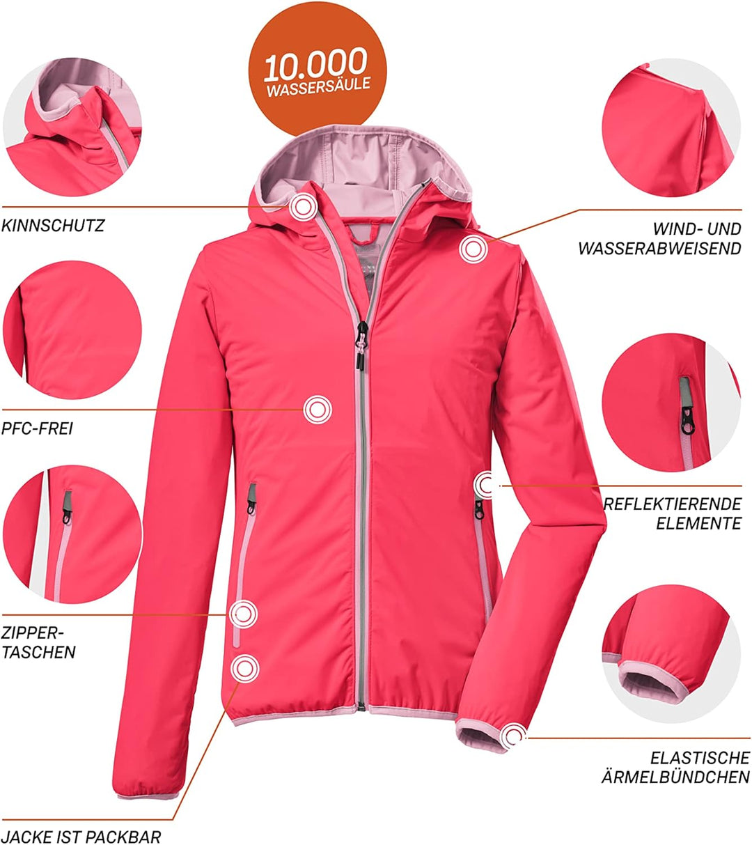 Killtec Mädchen Kos 229 Grls Jckt 2-Lagen-Funktionsjacke/Outdoorjacke mit Kapuze, packbar 116 Rosa,