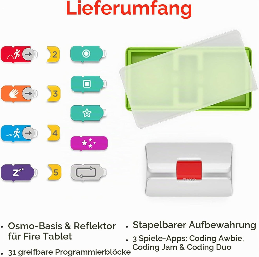Osmo - Coding Starter Kit für Fire Tablet - 3 lehrreiche Lernspiele - Ab 5-10 Jahren - Programmieren