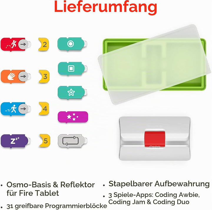 Osmo - Coding Starter Kit für Fire Tablet - 3 lehrreiche Lernspiele - Ab 5-10 Jahren - Programmieren