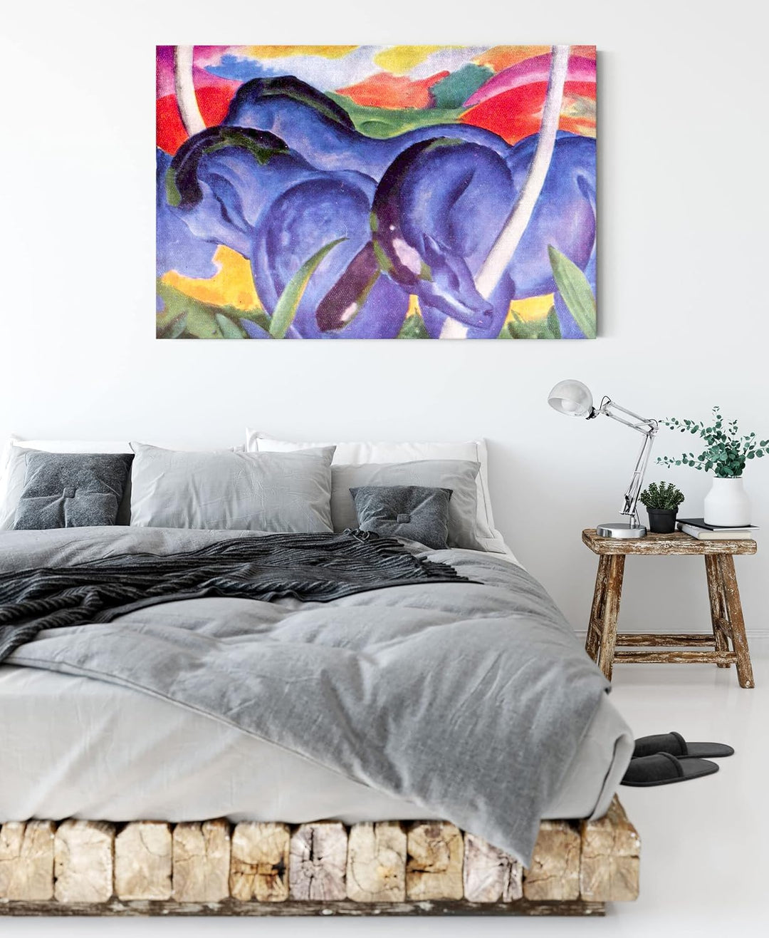 Franz Marc - Die grossen blauen Pferde als Leinwandbild / Grösse: 120x80 cm / Wandbild / Kunstdruck