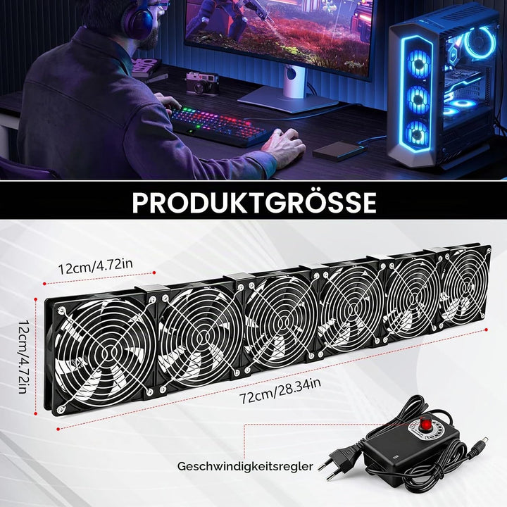 Lüfter, 120mm Gehäuselüfter 230V mit Drehzahlregler und Netzstecker Gehäuse Lüfter 3000 U/min Kühler